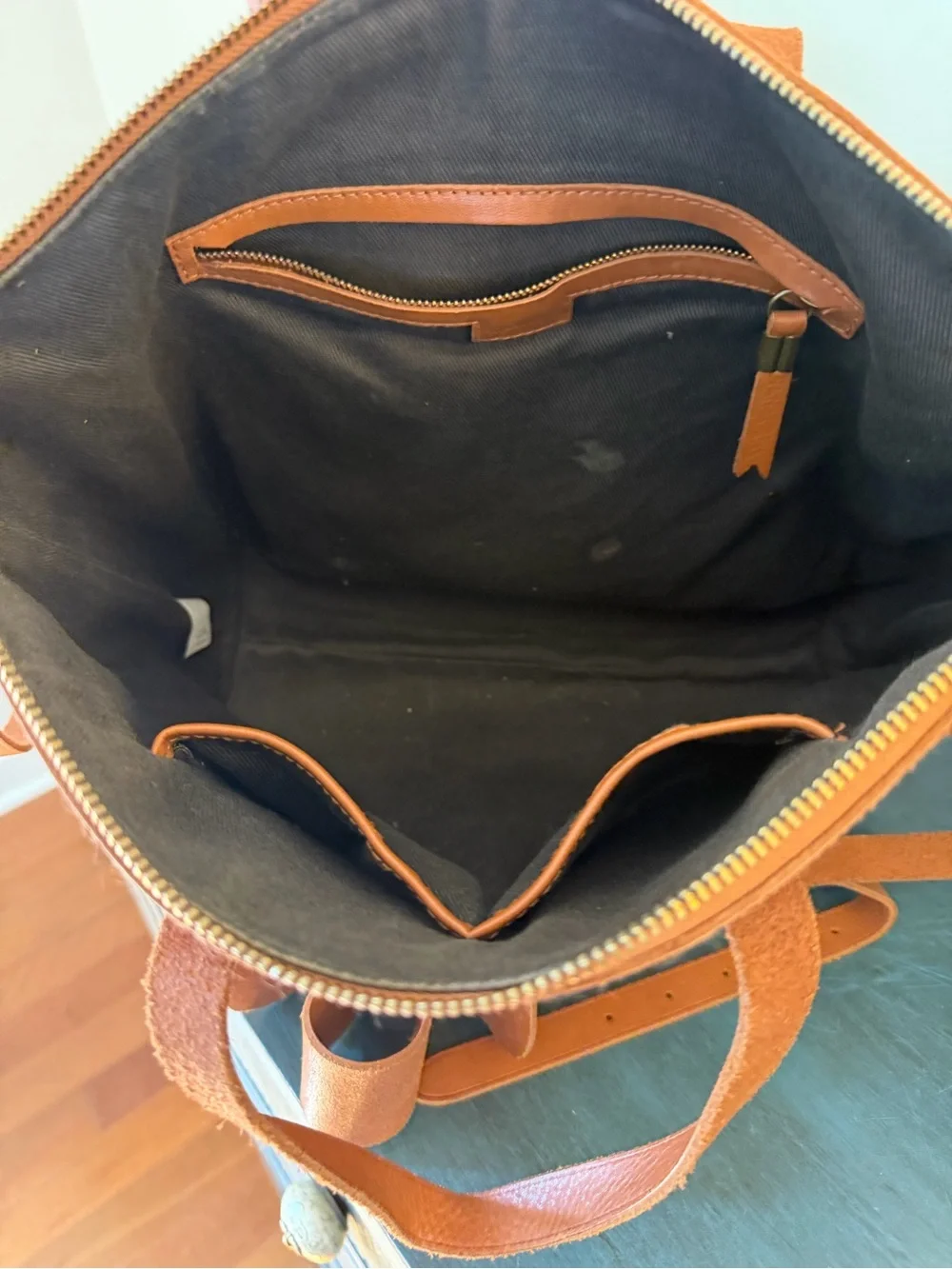 Madewell Zip Top Transport Carryall satchel in rich burnished leather